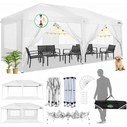 Faltpavillon 3x6m wasserdicht mit 6 Seitenwänden & UV-Schutz
