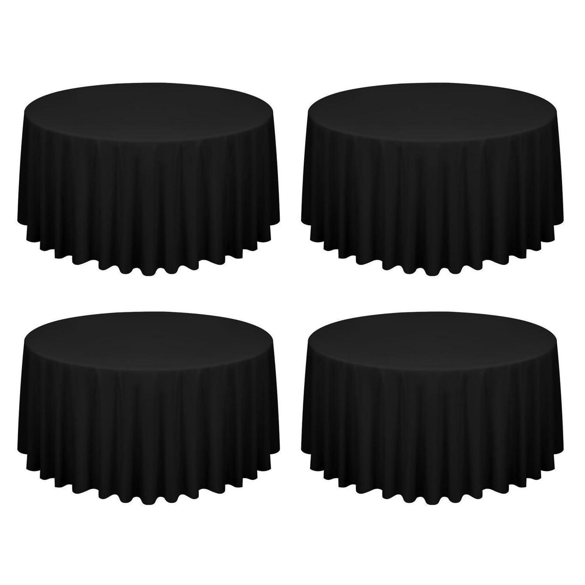 4x Runde Tischdecke Schwarz 300cm – Polyester, Waschbar