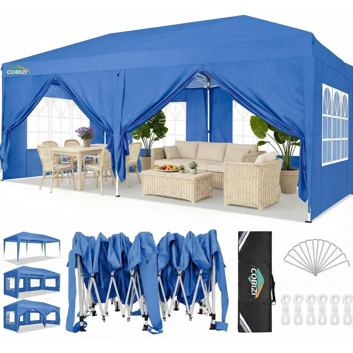 Faltpavillon 3x6m – Wasserdicht, Stabil & Mit Seitenteilen