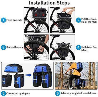 Fahrradtasche 3-in-1 wasserdicht 70L Kapazität Blau