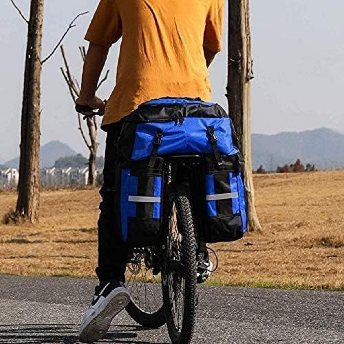 Fahrradtaschen 3 in 1 für Gepäckträger 70L wasserdicht Blau