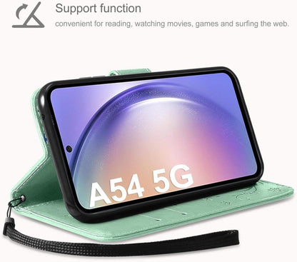 Samsung Galaxy A54 5G Lederhülle Flip Wallet Schutzhülle Hellgrün
