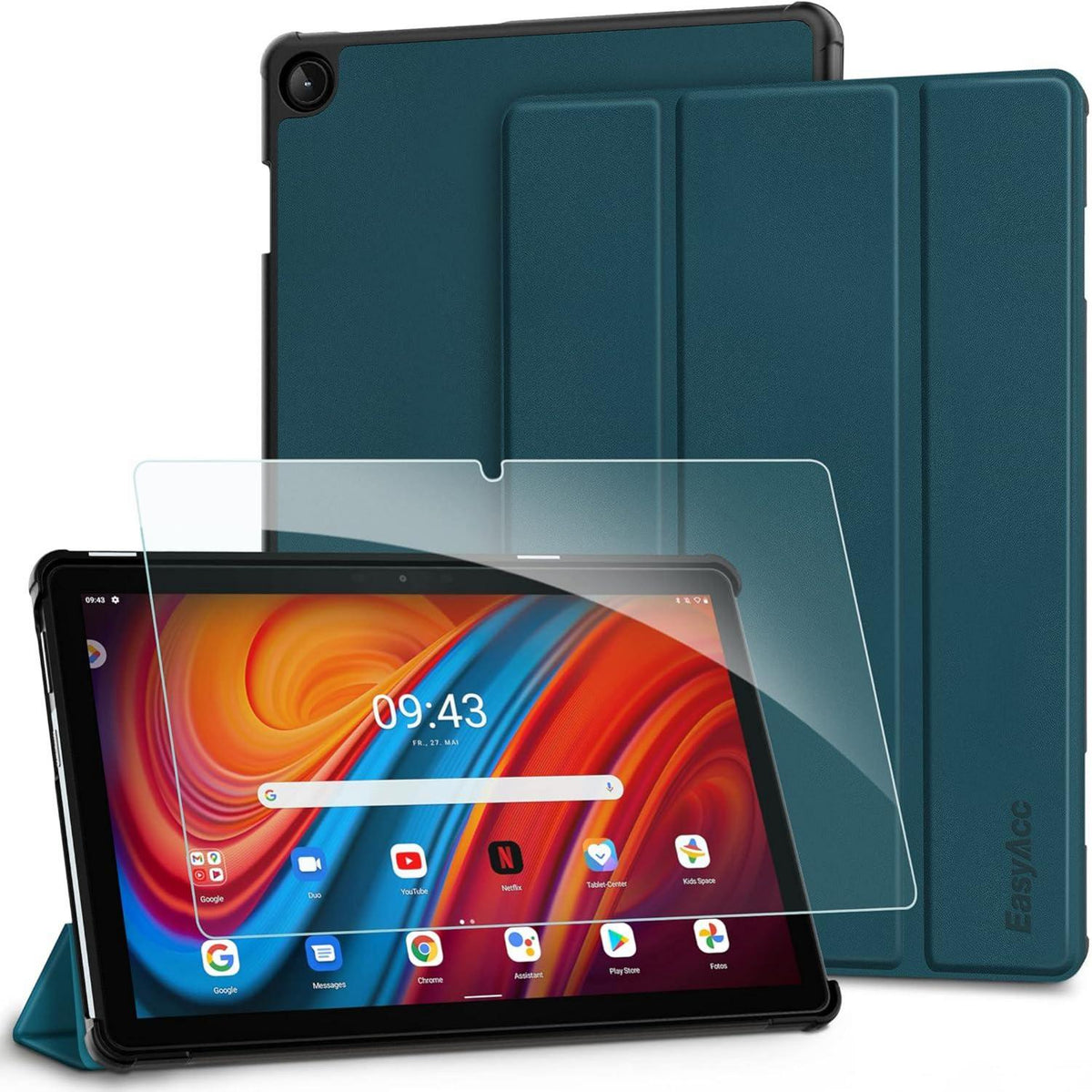 EasyAcc Lenovo Tab M10 3rd Gen 10.1 Hülle Meerblau Schutzfolie
