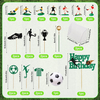 Heyu-Lotus Fußball Kuchen Deko Set, 28 Stück