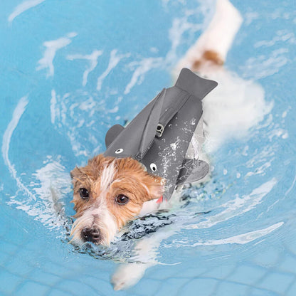 Hundeschwimmweste Hai mit Griff und Reflektierend in Grau für Hunde