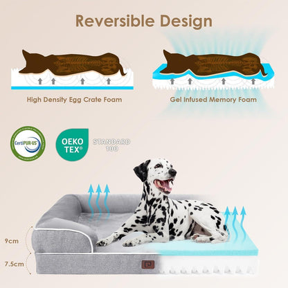 Orthopädisches Hundebett XXL mit Memory Foam, Grau