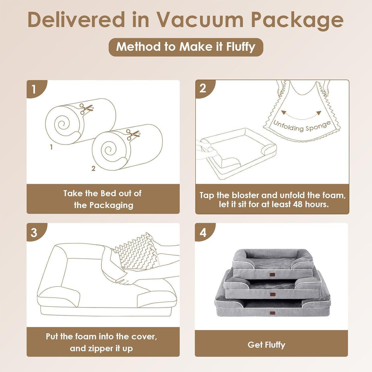 Orthopädisches Hundebett XXL mit Memory Foam, Grau