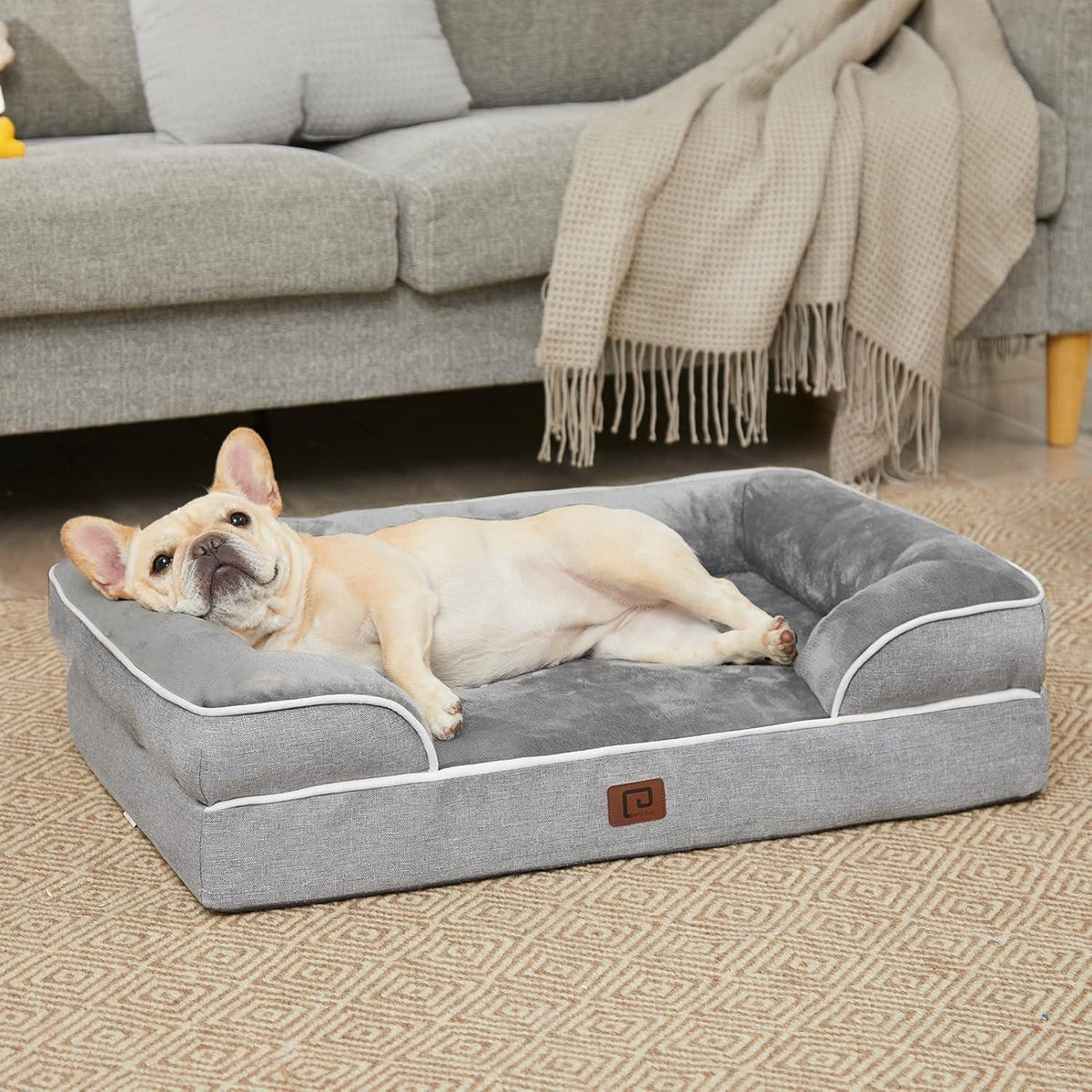 Orthopädisches Hundebett XXL mit Memory Foam, Grau