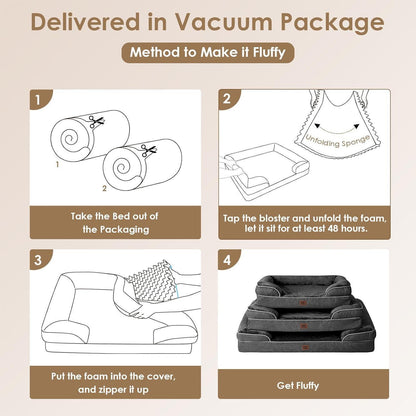 Orthopädisches Hundebett XXL mit Memory Foam, Dunkelgrau