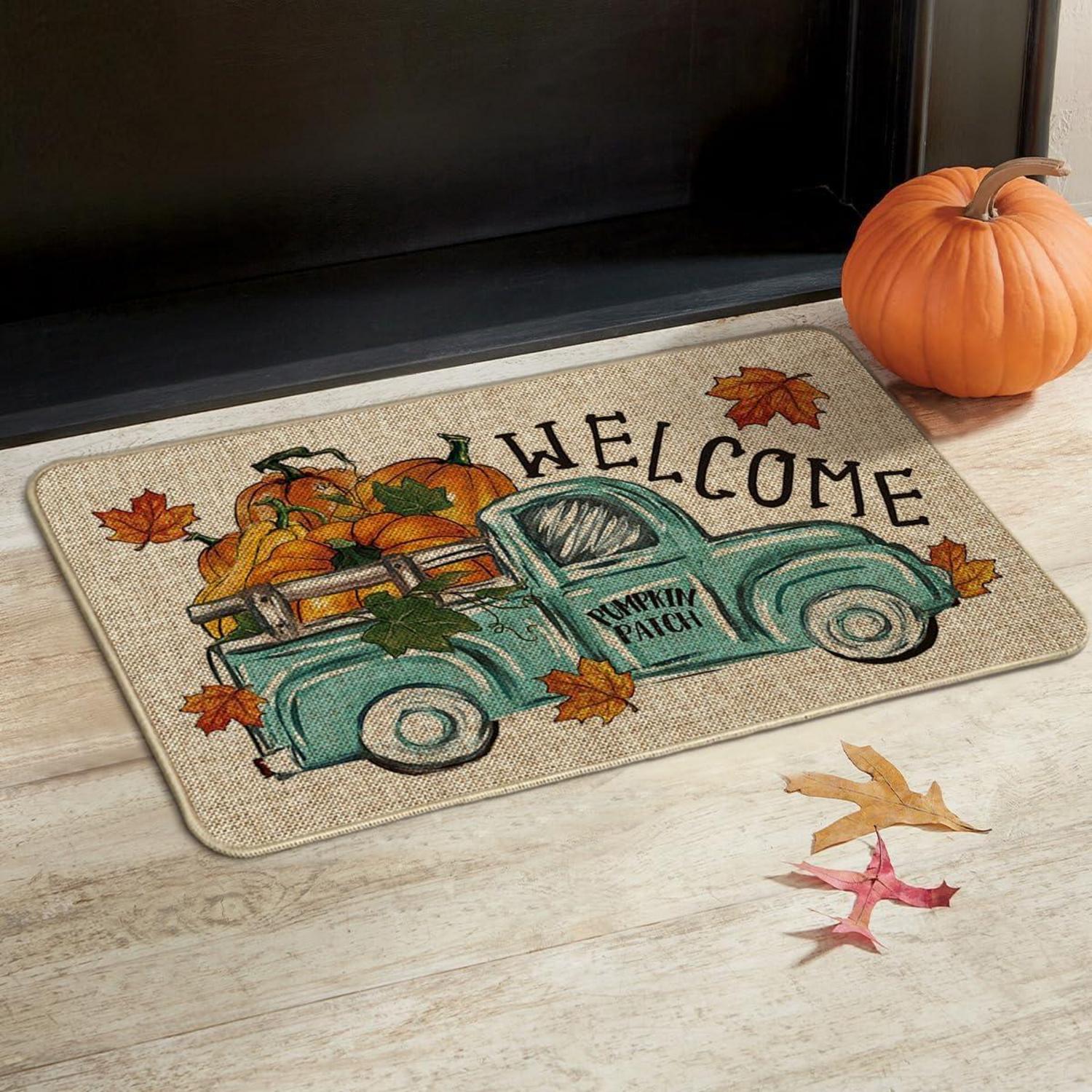 Artoid Herbst Welcome Fußmatte Kürbis LKW Deko 40x60cm