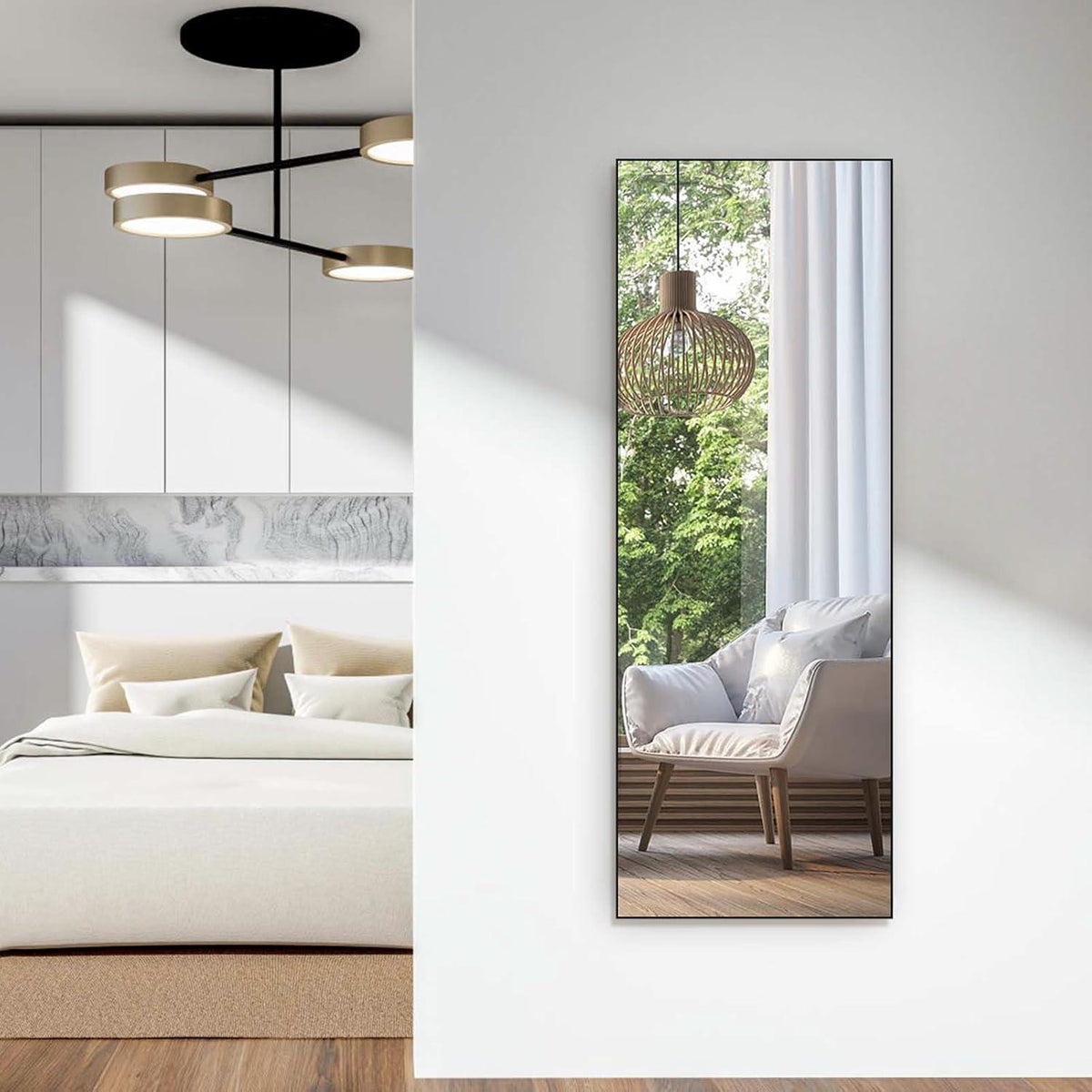Großer Standspiegel 165x60cm – Schwarz, Wand & Stehspiegel