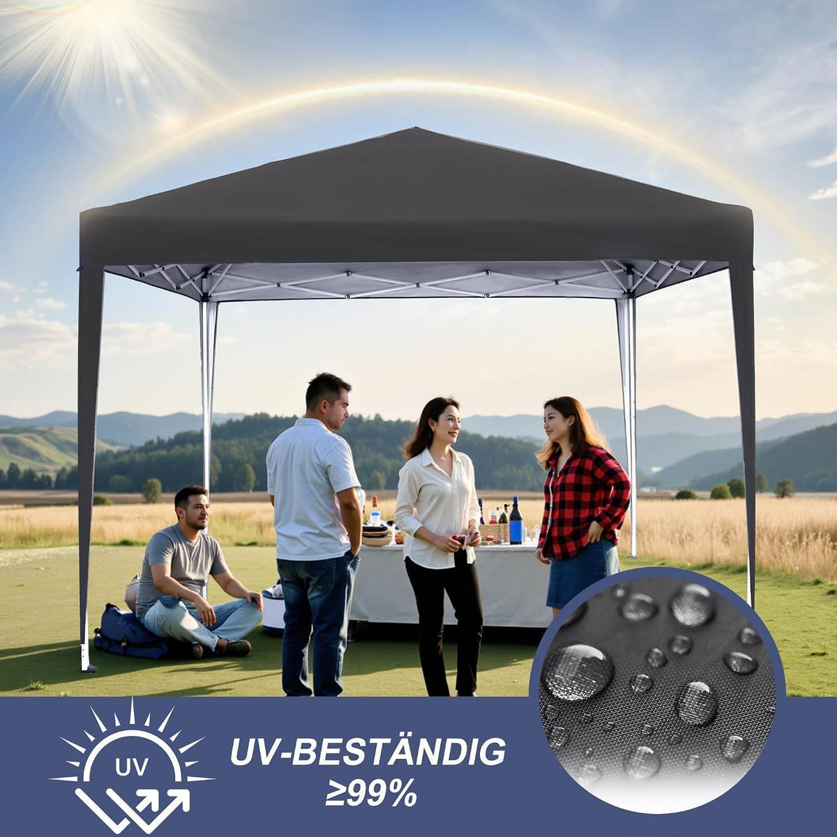 3x3 Faltpavillon Wasserdicht – Partyzelt für Garten & Events