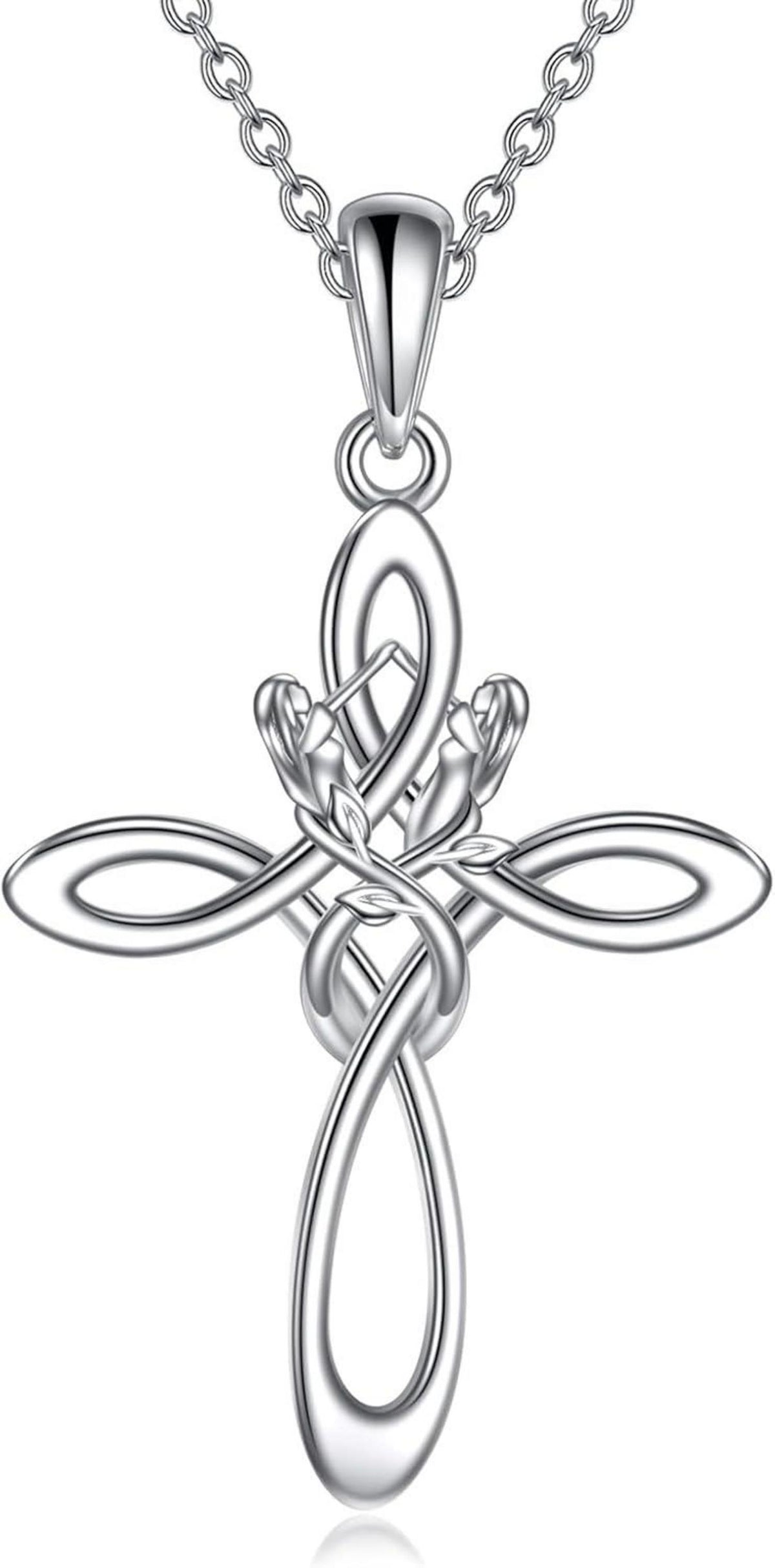 Keltischer Knoten Kreuz Halskette Sterling Silber Unendlichkeit