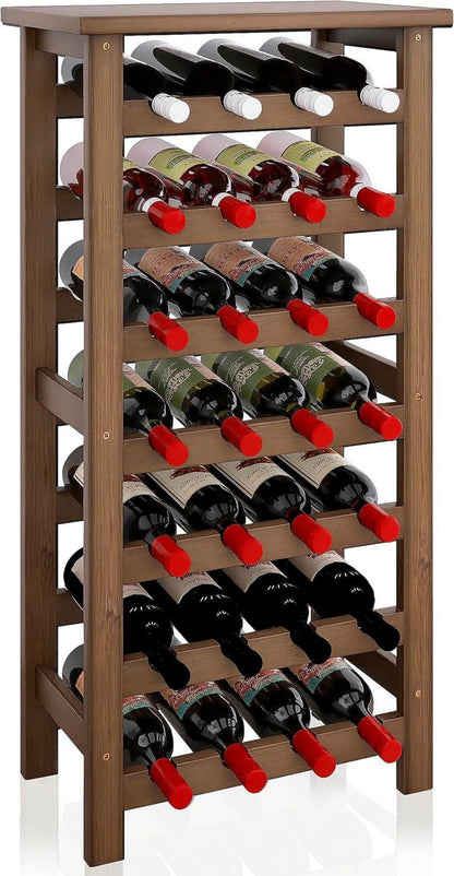 Weinregal aus Bambus für 28 Flaschen 7 Etagen freistehend Küche