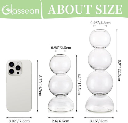Moderne Glasseam Bubble Vase Transparent - 3 Kugeln Klar