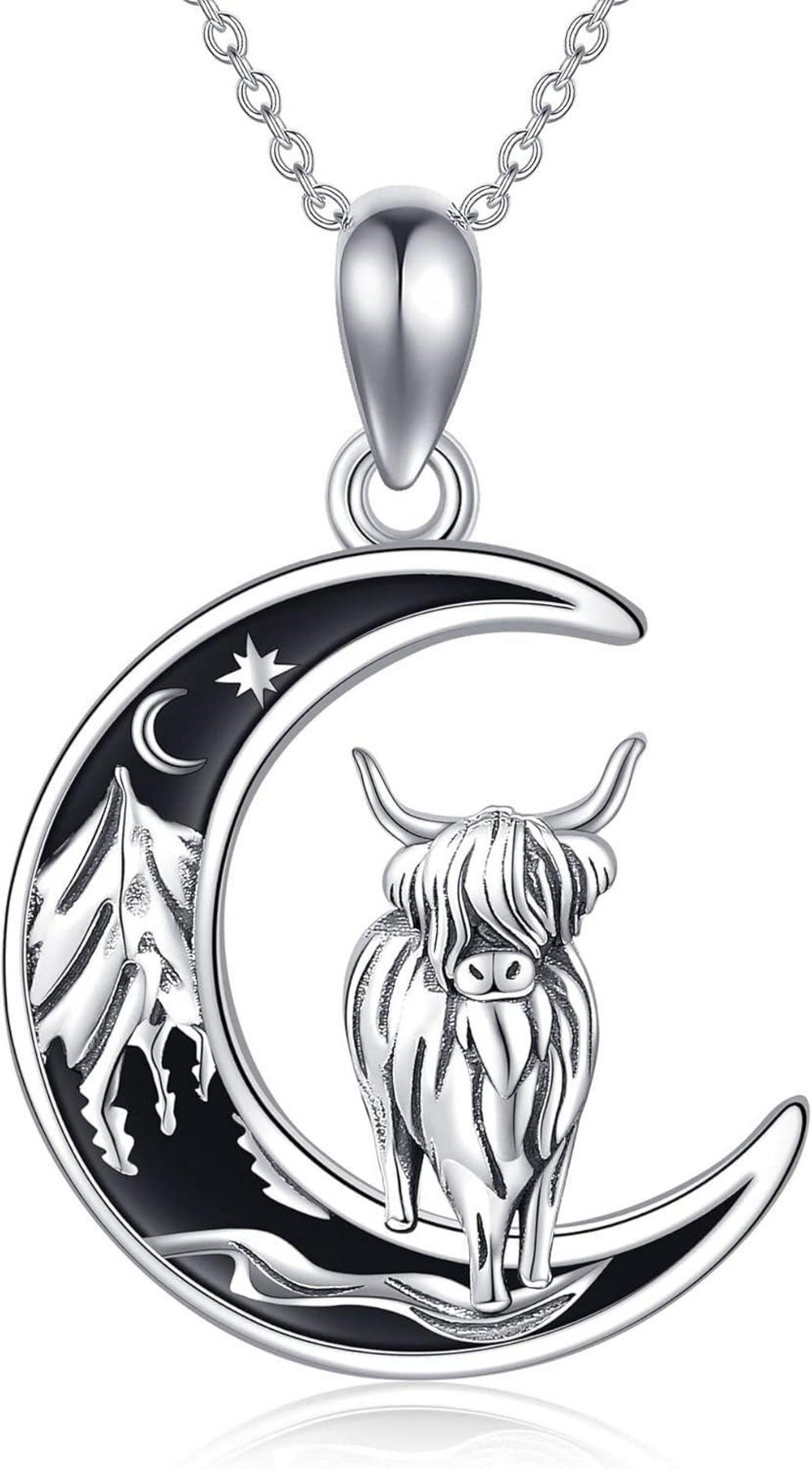 Hochlandkuh Halskette 925 Sterling Silber Frauen Geschenk