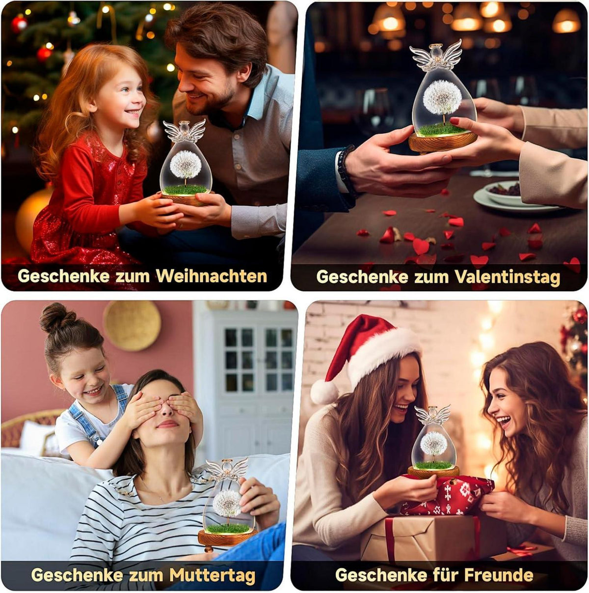 Pusteblume Engel Figuren im Glas - Geschenk für