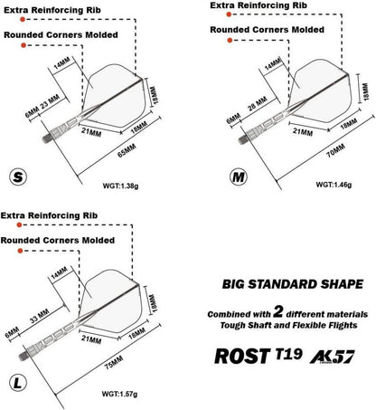 CUESOUL ROST T19 Dartschaft Flight 3er-Set Eisflug L-75mm