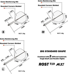 CUESOUL ROST T19 Dartschaft Flight 3er-Set Eisflug L-75mm