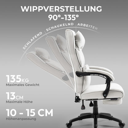 Dowinx Chefsessel Bürostuhl Ergonomisch mit Fußstütze