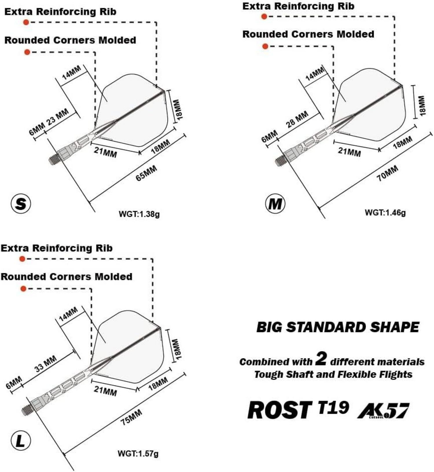 CUESOUL ROST T19 Dartschaft & Flight Set M 70mm Form
