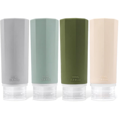 4er Pack Silikon Reiseflaschen Set 100ml Auslaufsicher