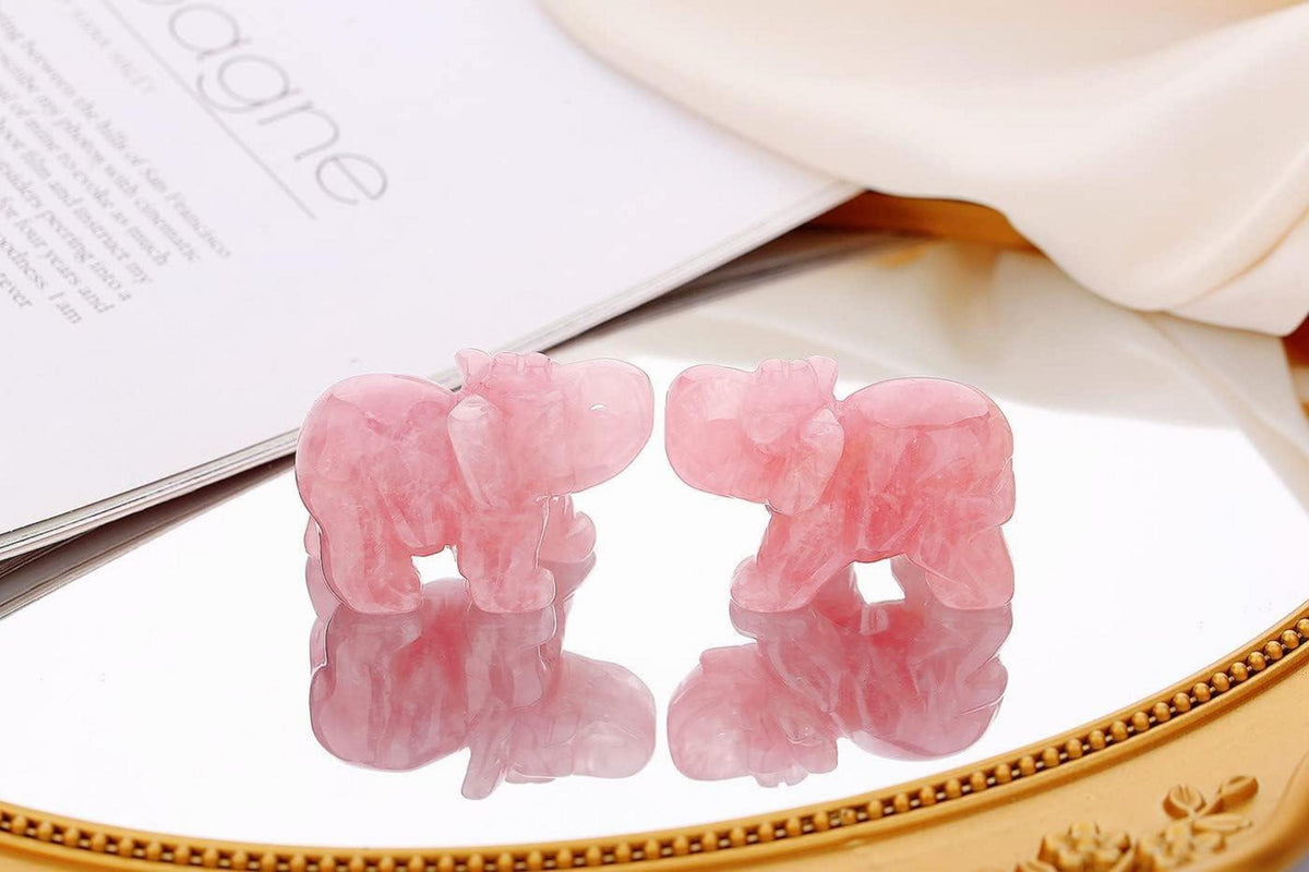 Rosenquarz Elefant Deko Kristallfigur Büro Geschenk 1,5 Zoll
