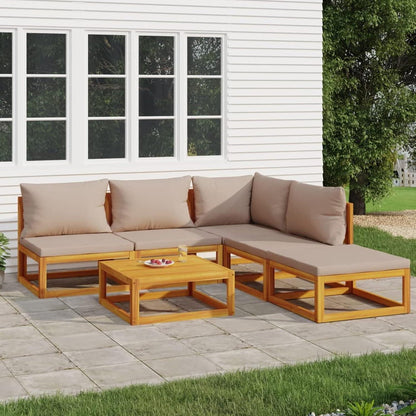 Gartenmöbel Set Holz 6-tlg Lounge Balkonmöbel Outdoor Sitzecke Taupe