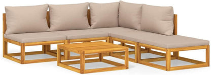 Gartenmöbel Set Holz 6-tlg Lounge Balkonmöbel Outdoor Taupe