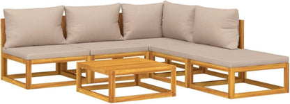 Gartenmöbel Set Holz 6-tlg Lounge Balkonmöbel Outdoor Sitzecke Taupe