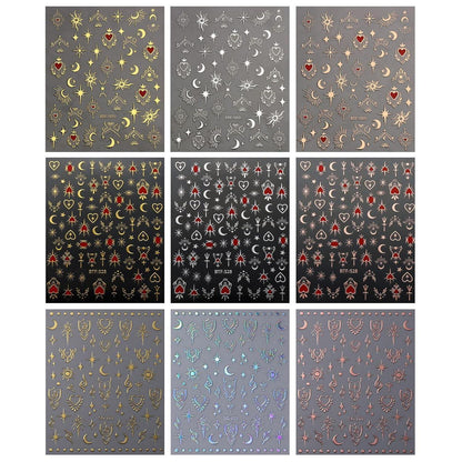 Nagelsticker Mond Sterne - 9 Blatt Nail Art Aufkleber