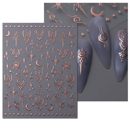 Nagelsticker Mond Sterne - 9 Blatt Nail Art Aufkleber