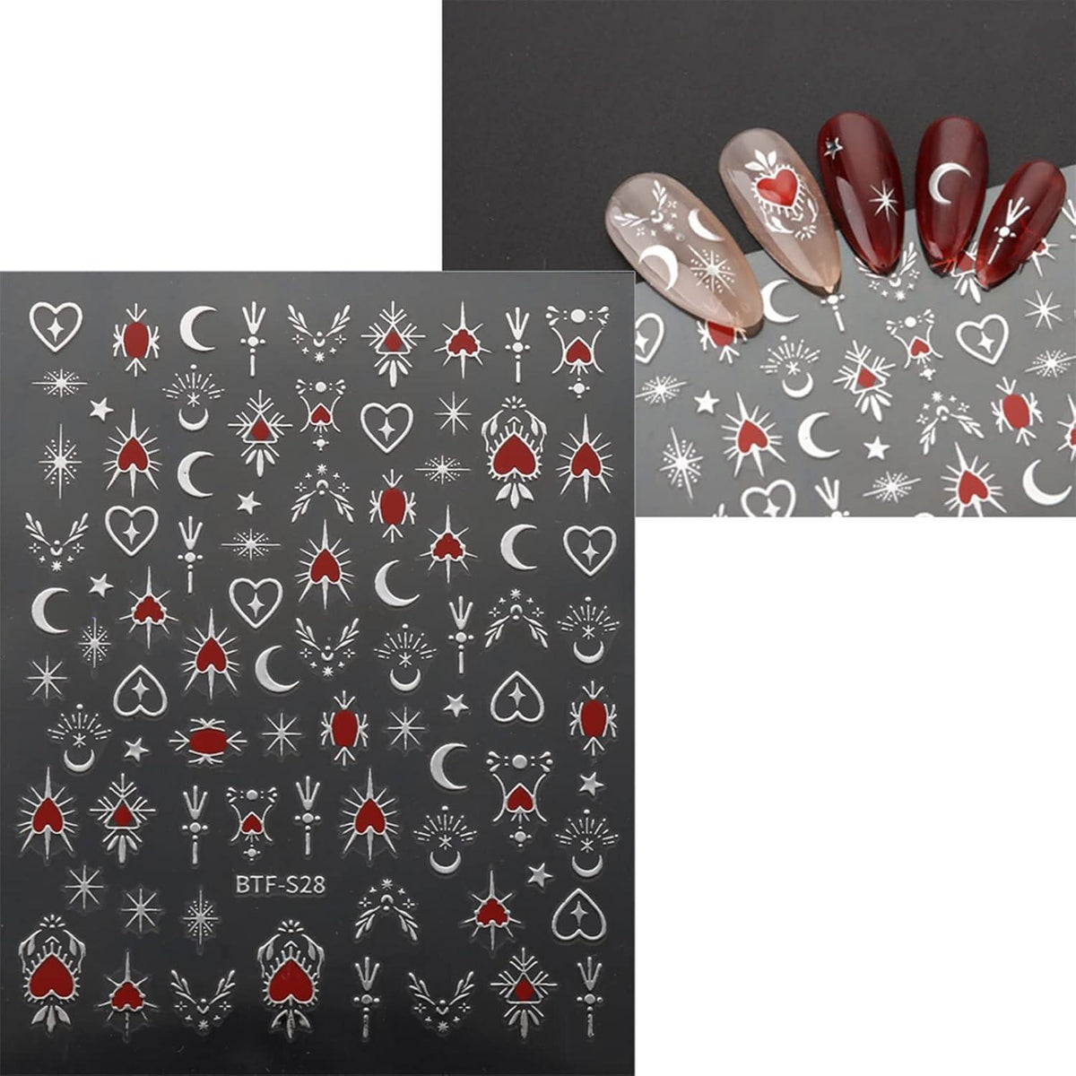 Nagelsticker Mond Sterne - 9 Blatt Nail Art Aufkleber