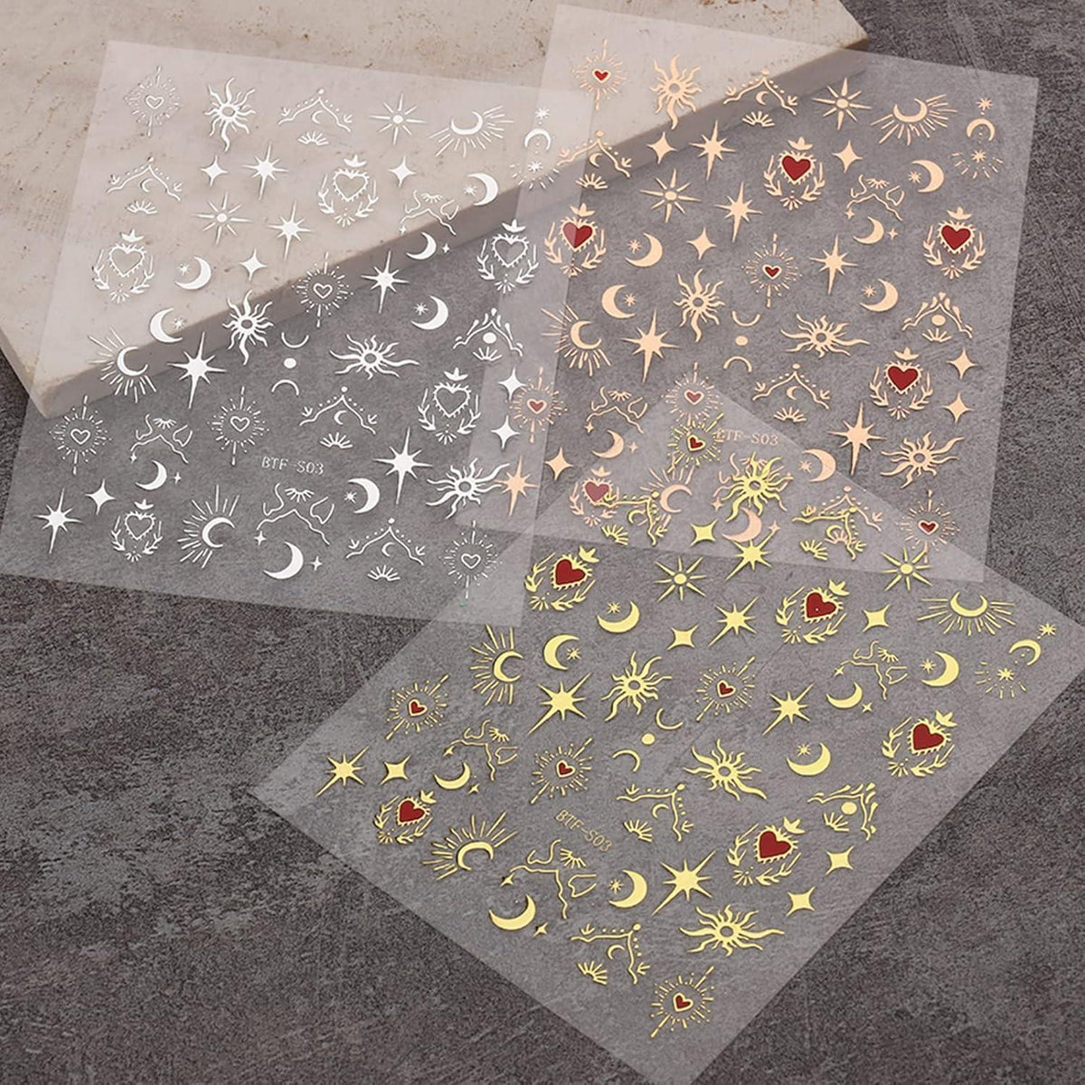 Nagelsticker Mond Sterne - 9 Blatt Nail Art Aufkleber