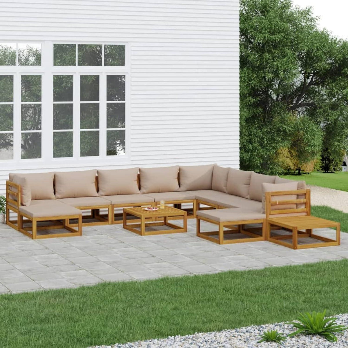12-tlg Garten Lounge Set Holz Sitzgarnitur mit Kissen - Modular
