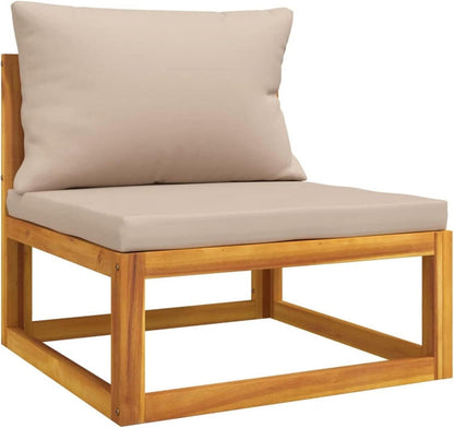 10TLG Gartenmöbel Set Holz Lounge Sitzgarnitur Outdoor Taupe Kissen