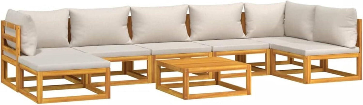 Garten Lounge Set Holz 8-tlg Modulares Design Sitzgarnitur Outdoor
