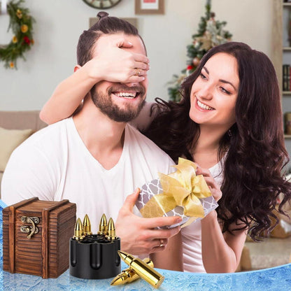 Whisky Steine Set in Holzkiste Geschenke für Männer 6 Stück
