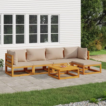 Modulares Akazienholz Gartenmöbel-Set 6-tlg. Taupe Kissen Sitzgruppe