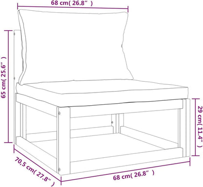 Garten Lounge Set Holz 4-tlg Balkonmöbel Sitzgarnitur Hellgrau Kissen