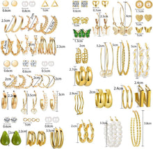 Gold Ohrringe Set 45 Paar für Damen Mädchen Mode Boho Perlen