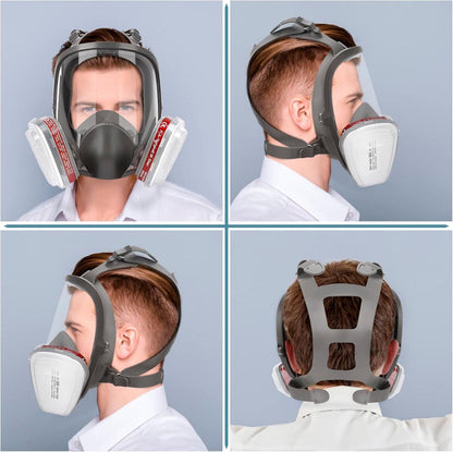 Vollgesichts-Atemschutzmaske mit Filter und Zubehör-Set, für Schweißen, Sprühen, Schleifen