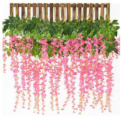 Künstliche Glyzinien-Ranken 12er-Set – Rosa, 3,6 Fuß lang