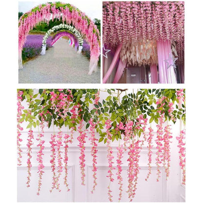 Künstliche Glyzinien-Ranken 12er-Set – Rosa, 3,6 Fuß lang