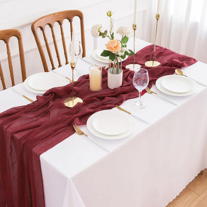 Tischläufer Musselin Bordeaux Rot 80x300cm Waschbar & Wiederverwendbar