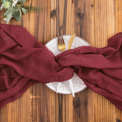 Tischläufer Musselin Bordeaux Rot 80x300cm Waschbar & Wiederverwendbar