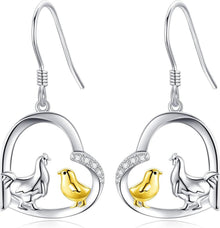 Huhn Ohrringe Sterling Silber Mutter Kind Bauernhof Tier Schmuck