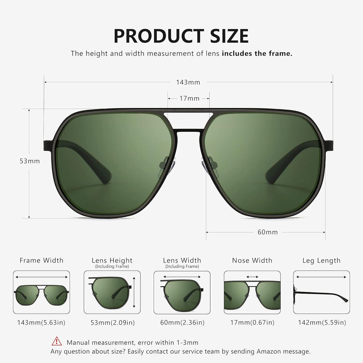 SUNGAIT Polygon-Sonnenbrille Herren polarisiert quadratisch Retro-Pilot UV400