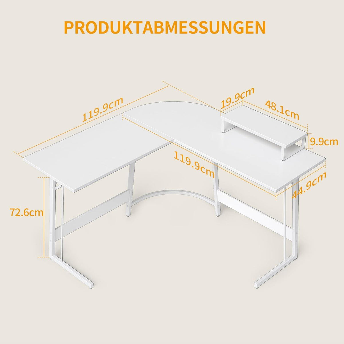 Eckschreibtisch 120x120 cm Monitorständer Schubladen