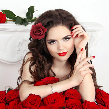4 Stück große rote Blumen Brosche Haarspangen Set für Hochzeit & Party